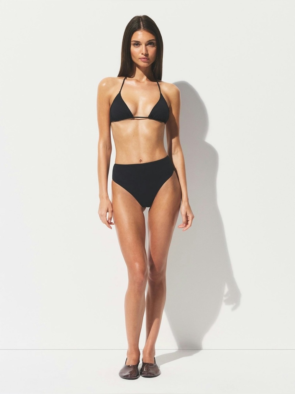 SKIMS Mid Waist Bikini Bottoms Onyx Black Size Large NWT Minimalist Swimwear